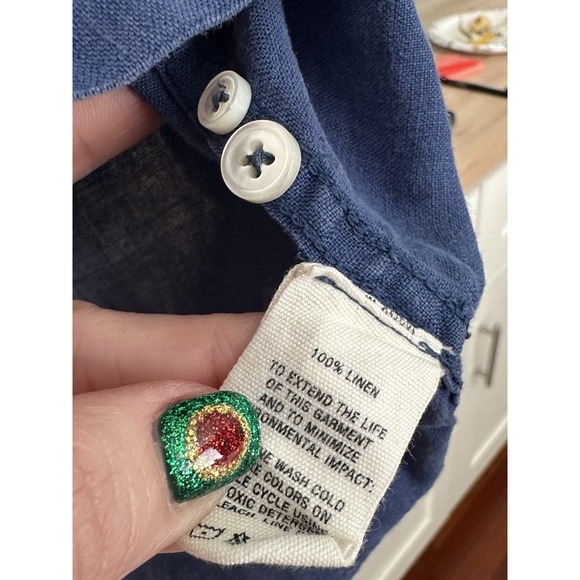 Alex Mill 100% Linen Shirt Men's XL Navy Blue Short‎ Sleeve Button Down #FF8-6 - Picture 4 of 10